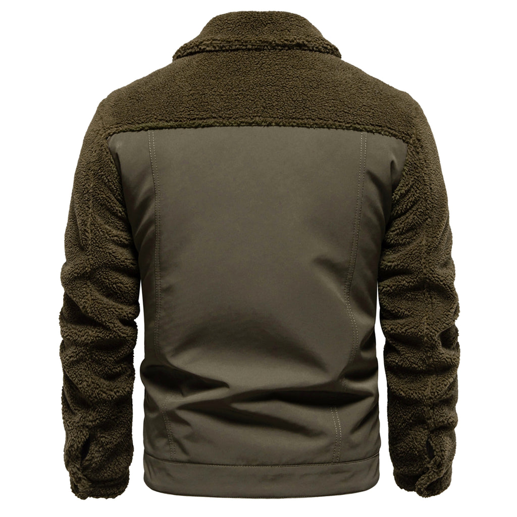 Men's New Jacket Fashion Casual Patchwork Lamb Wool Coat - enhanced image 10
