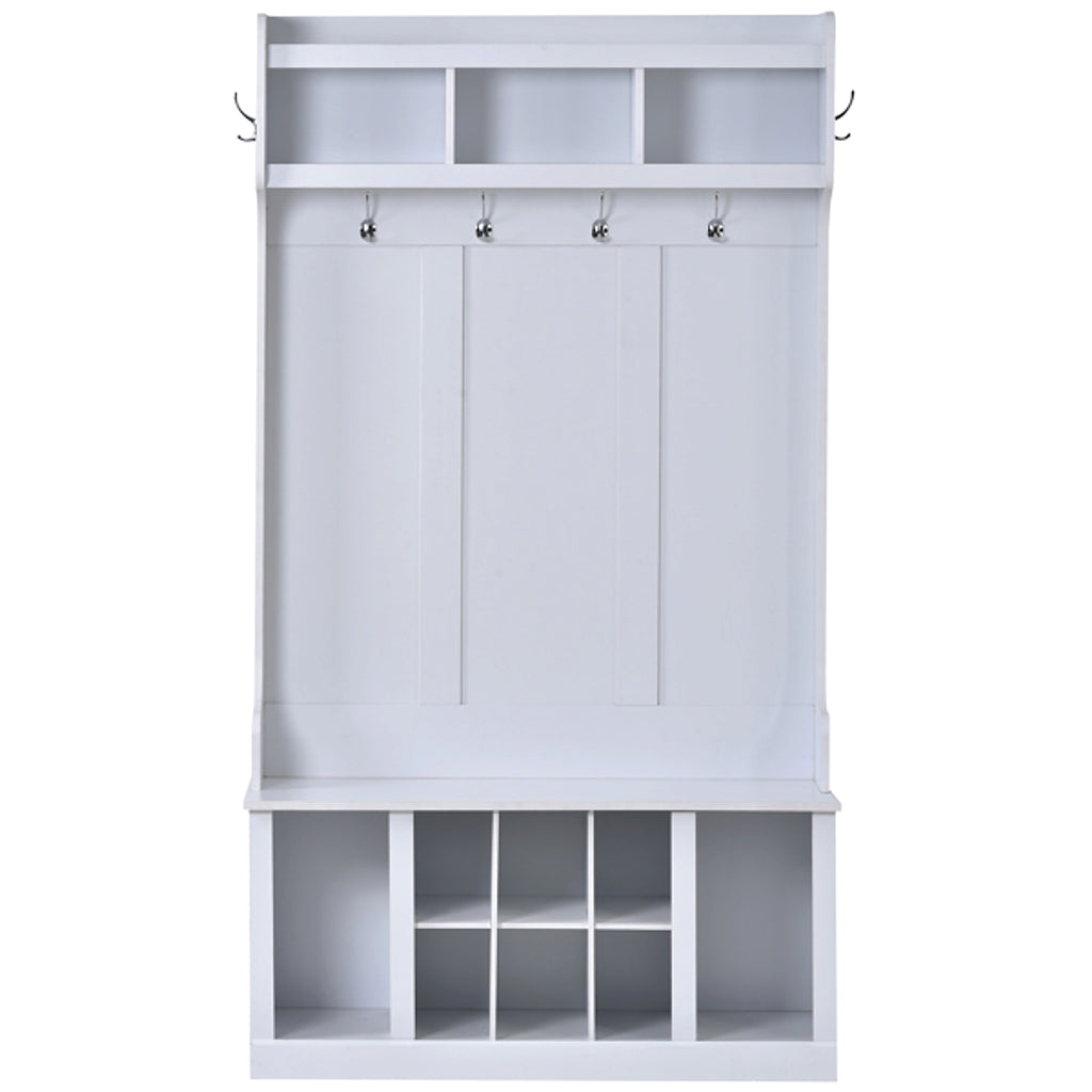 LuneluX_Home – Modern Farmhouse Hall Tree with Storage Bench & Hooks (White) - enhanced image 10
