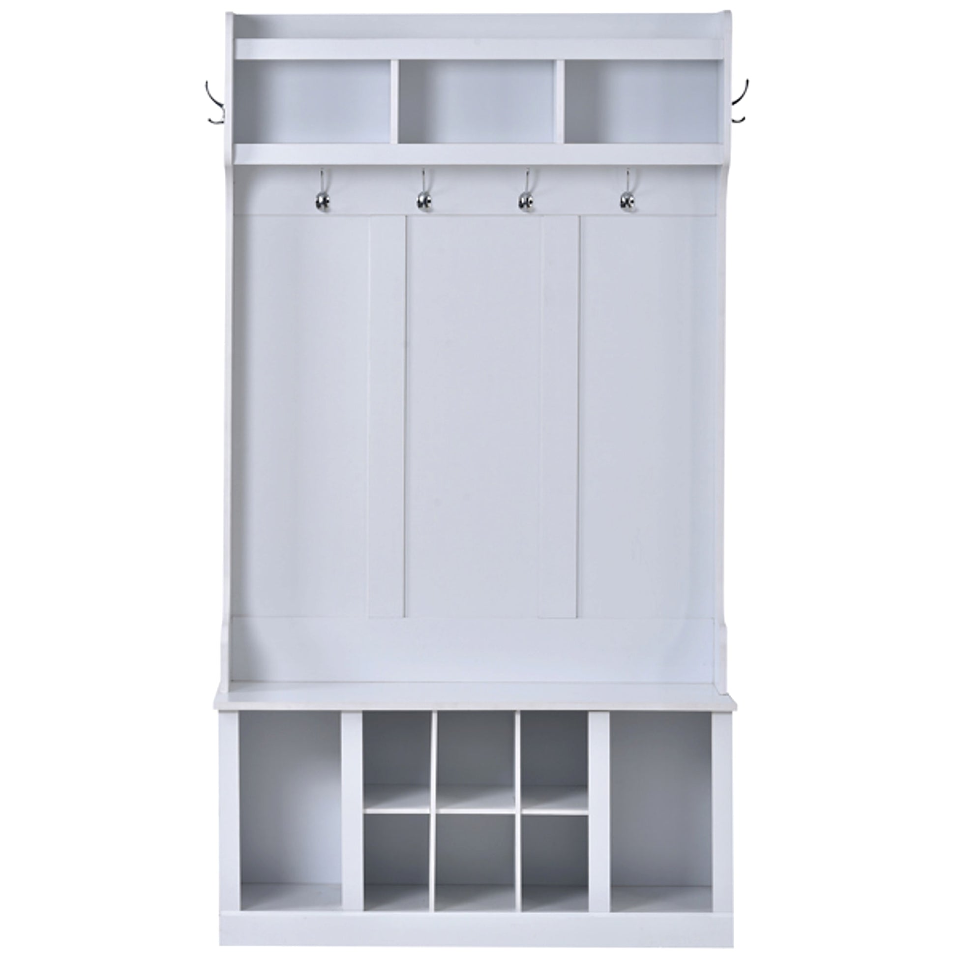LuneluX_Home – Modern Farmhouse Hall Tree with Storage Bench & Hooks (White) - enhanced image 10