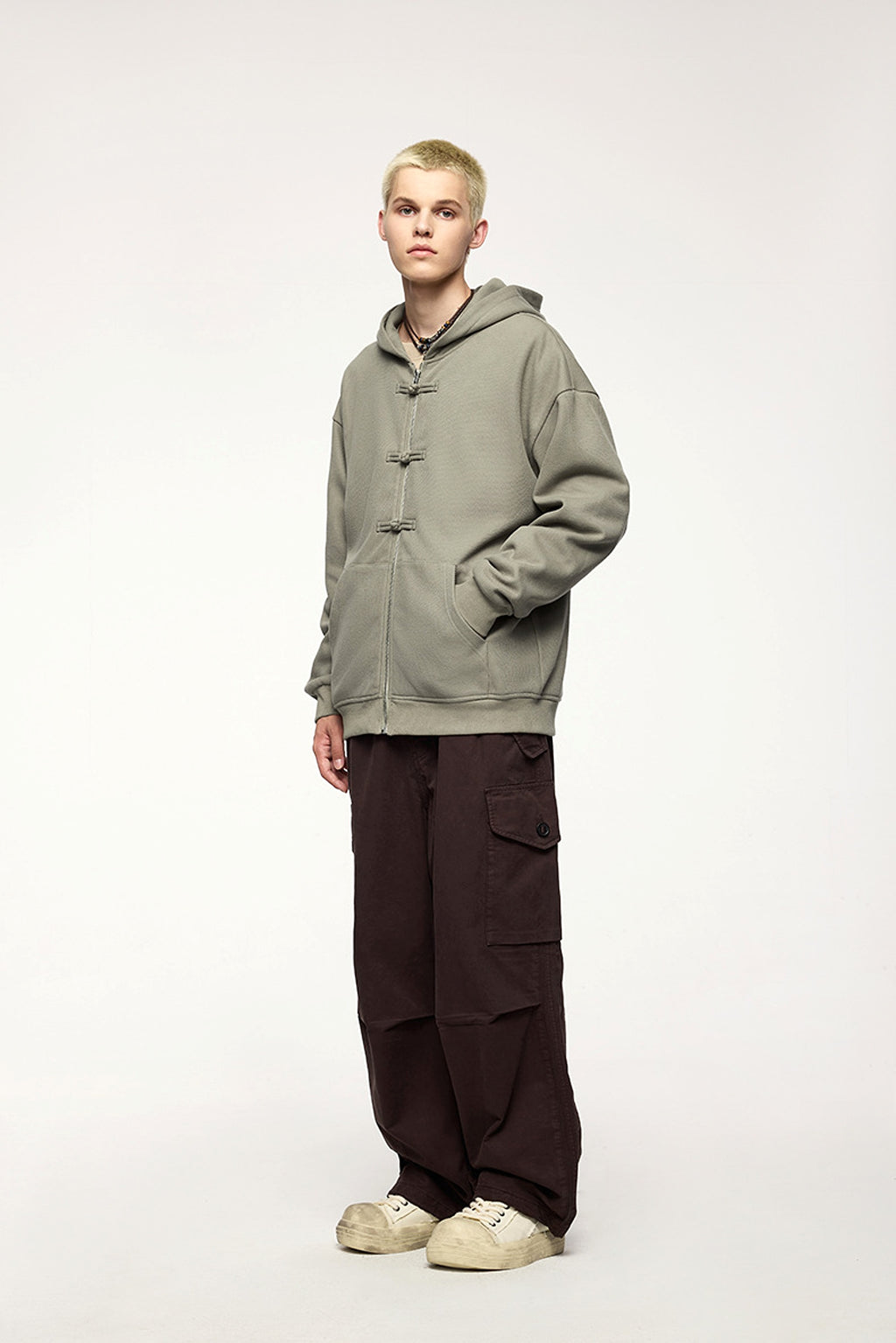 New Chinese Style Buckle Fleece Zipper Hooded Sweater - enhanced image 10