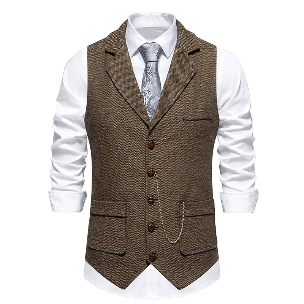 New Retro Herringbone Casual Vest Multi-pocket Tough Guy Vest - enhanced image 10