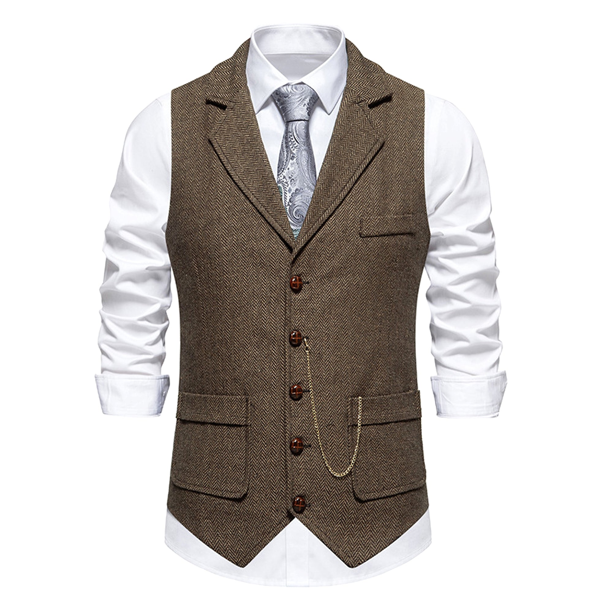 New Retro Herringbone Casual Vest Multi-pocket Tough Guy Vest - enhanced image 10