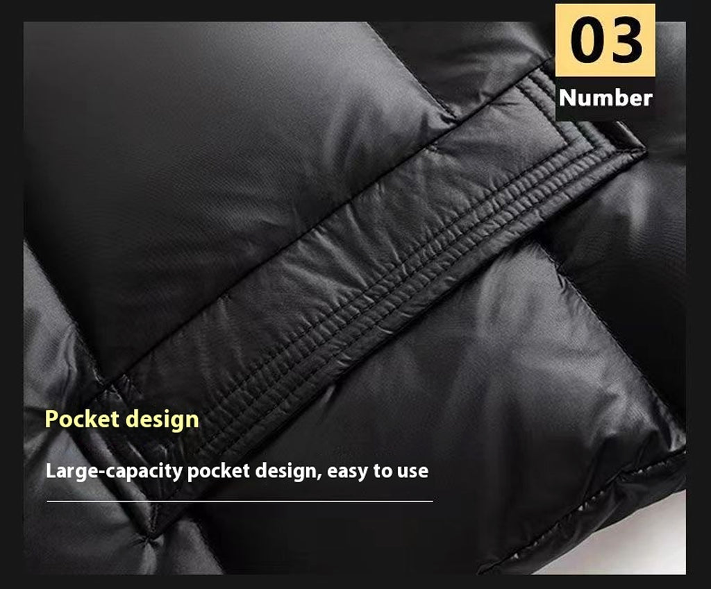 New Winter Down Jacket Men's Duck Down Cold-proof Black Gold Graphene Disposable Hooded Jacket - enhanced image 10