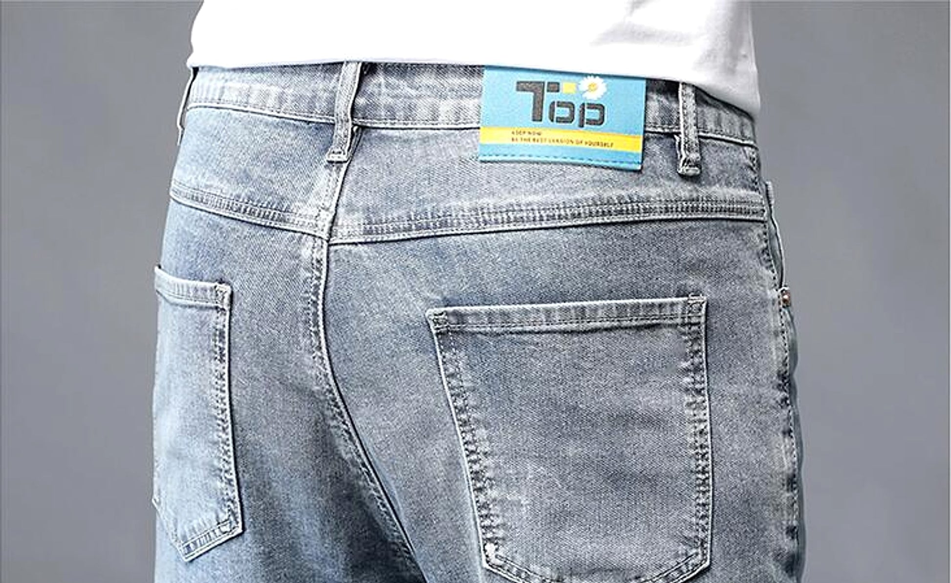 Nine-Point Washed Small Feet Jeans Straight-Leg Pants Men - enhanced image 10