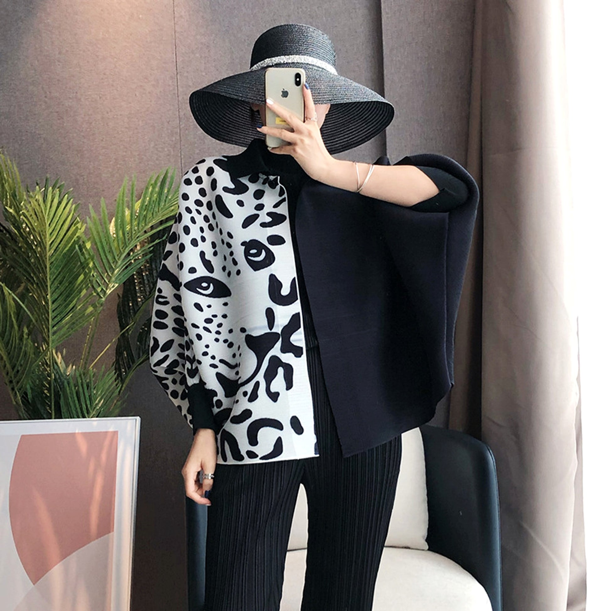 Pleated Coat Loose And Slim Plus Size Long-sleeved Leopard Print - enhanced image 10