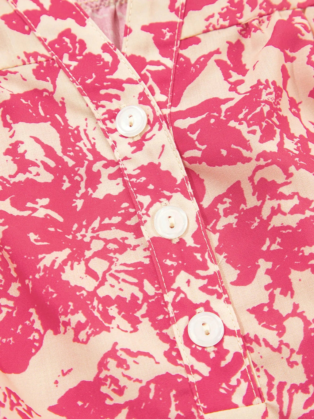 Printed Half Button Neck Ruffle Sleeve Blouse - enhanced image 10