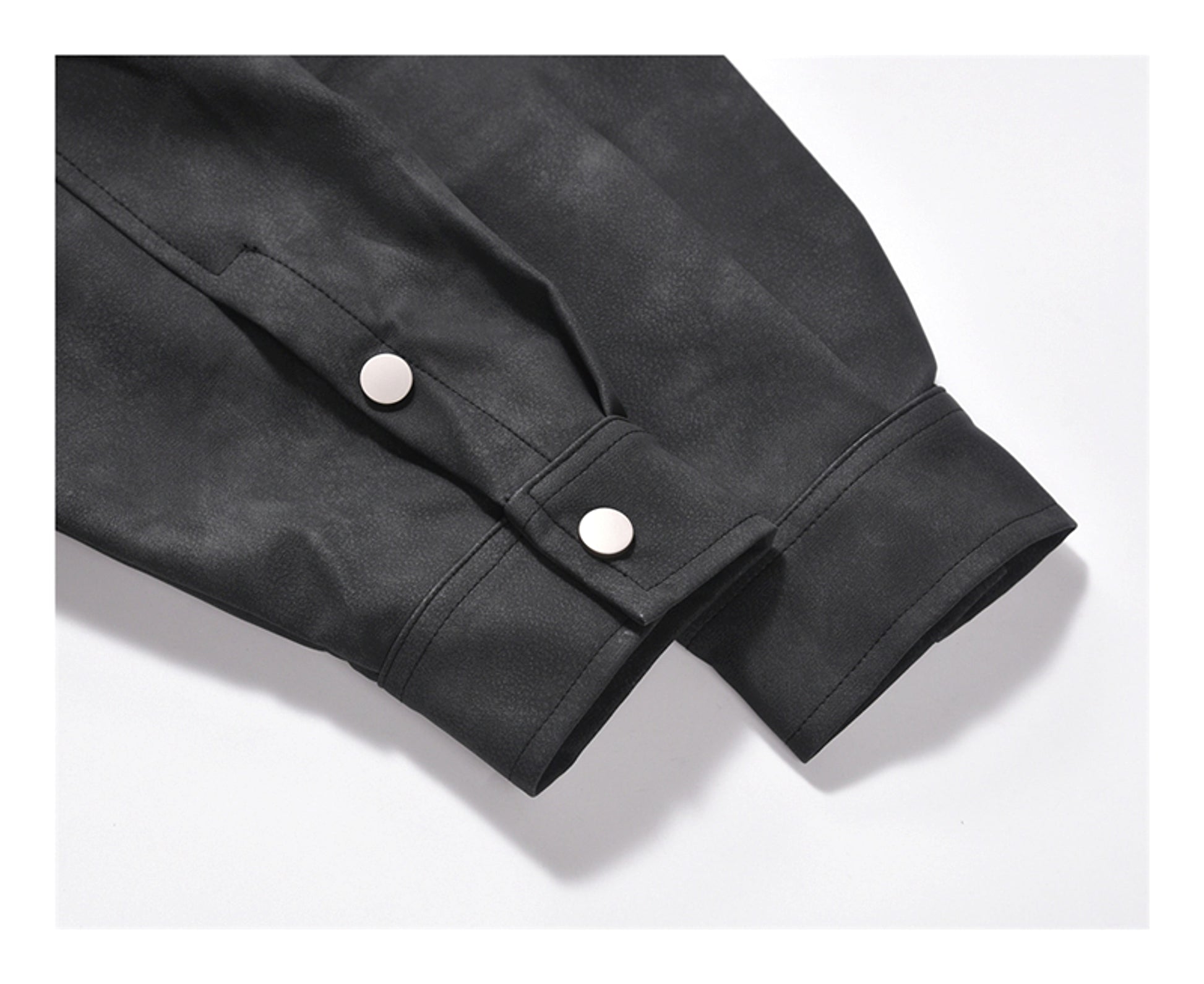 Retro Street Style Washed-out PU Leather DressShirt Men - enhanced image 10