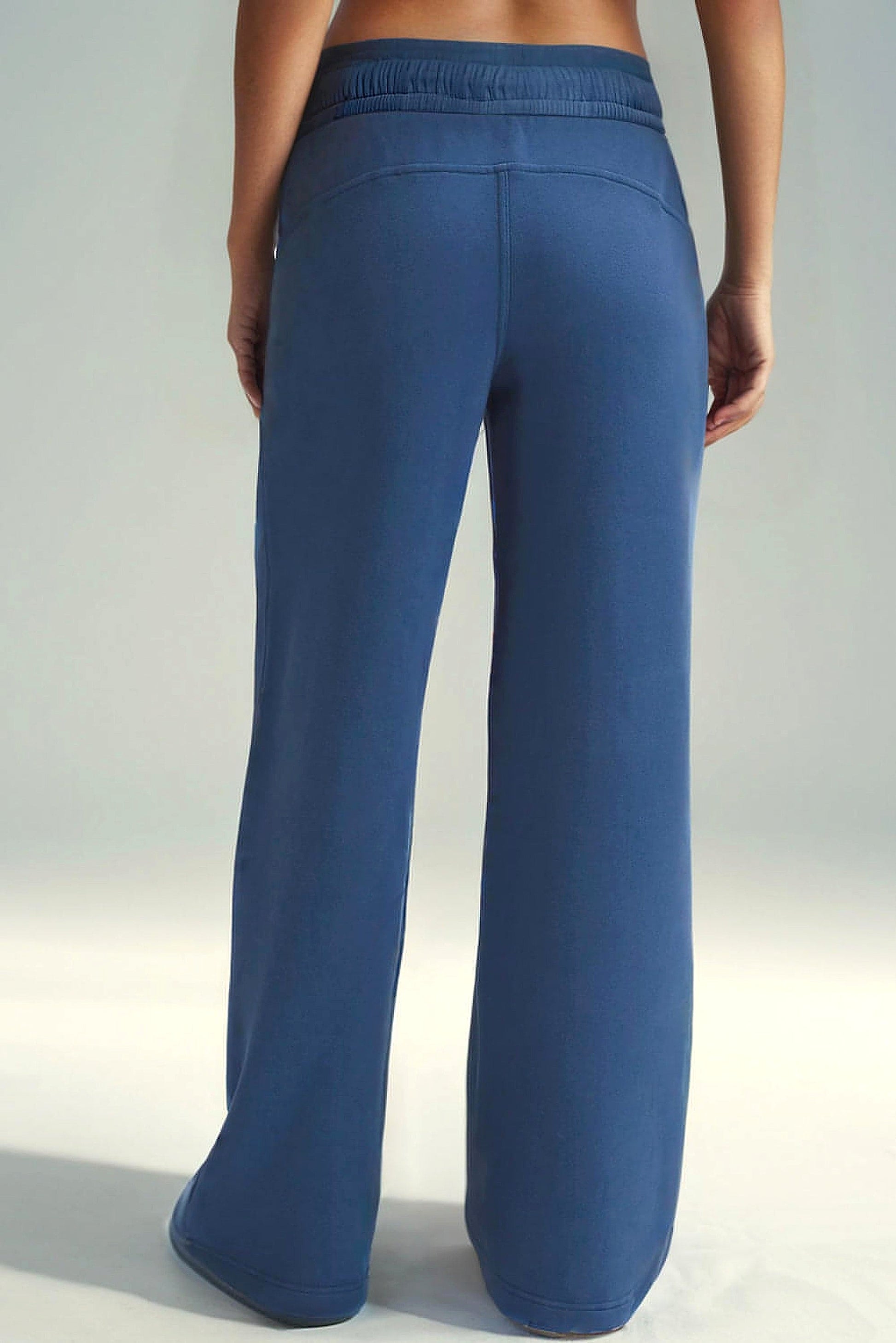 Sail Blue Drawstring High Waist Wide Leg Pocketed Sweatpants - enhanced image 10