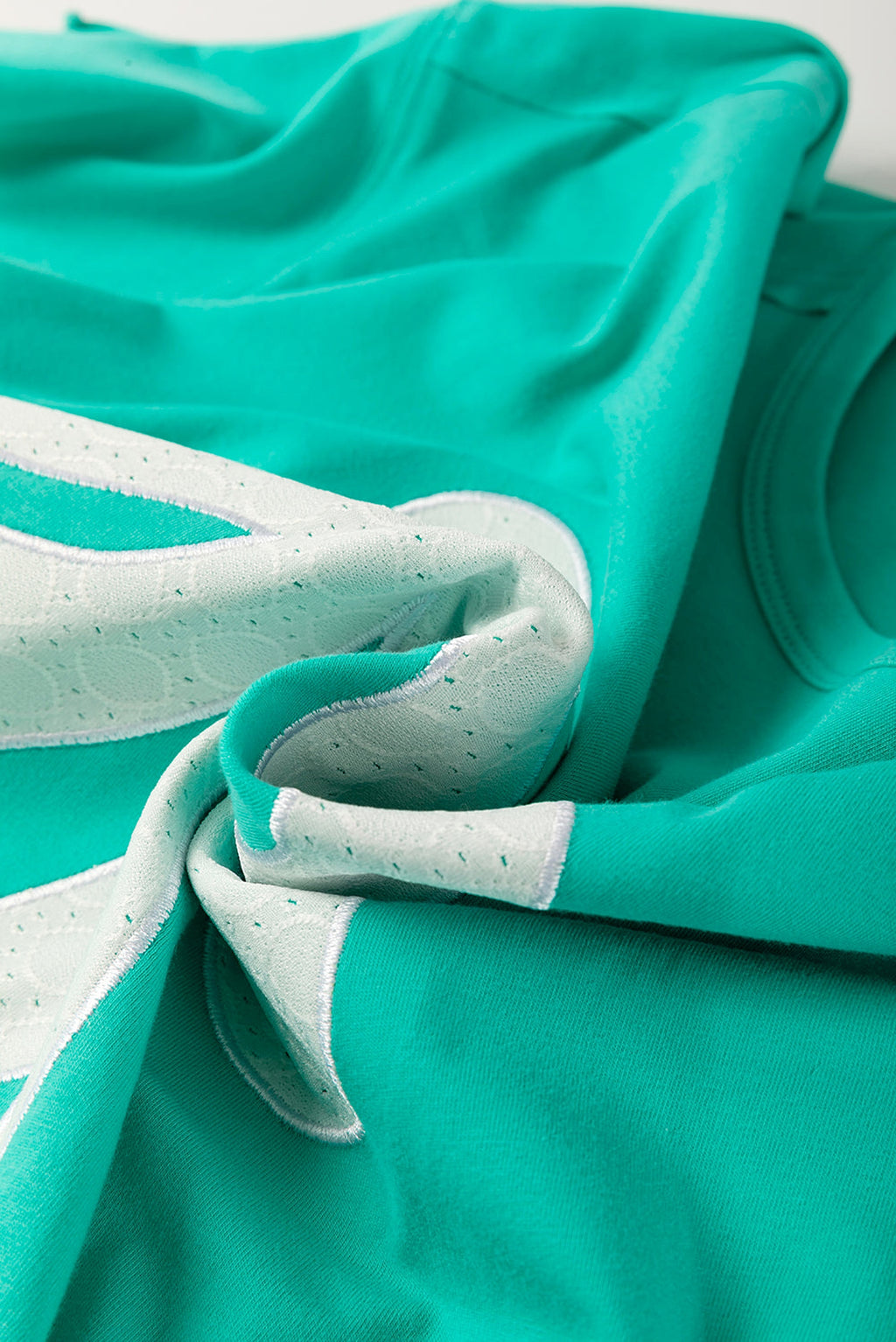 Sea Green Lace Bow Raw Edge Drop Shoulder Casual T Shirt - enhanced image 10