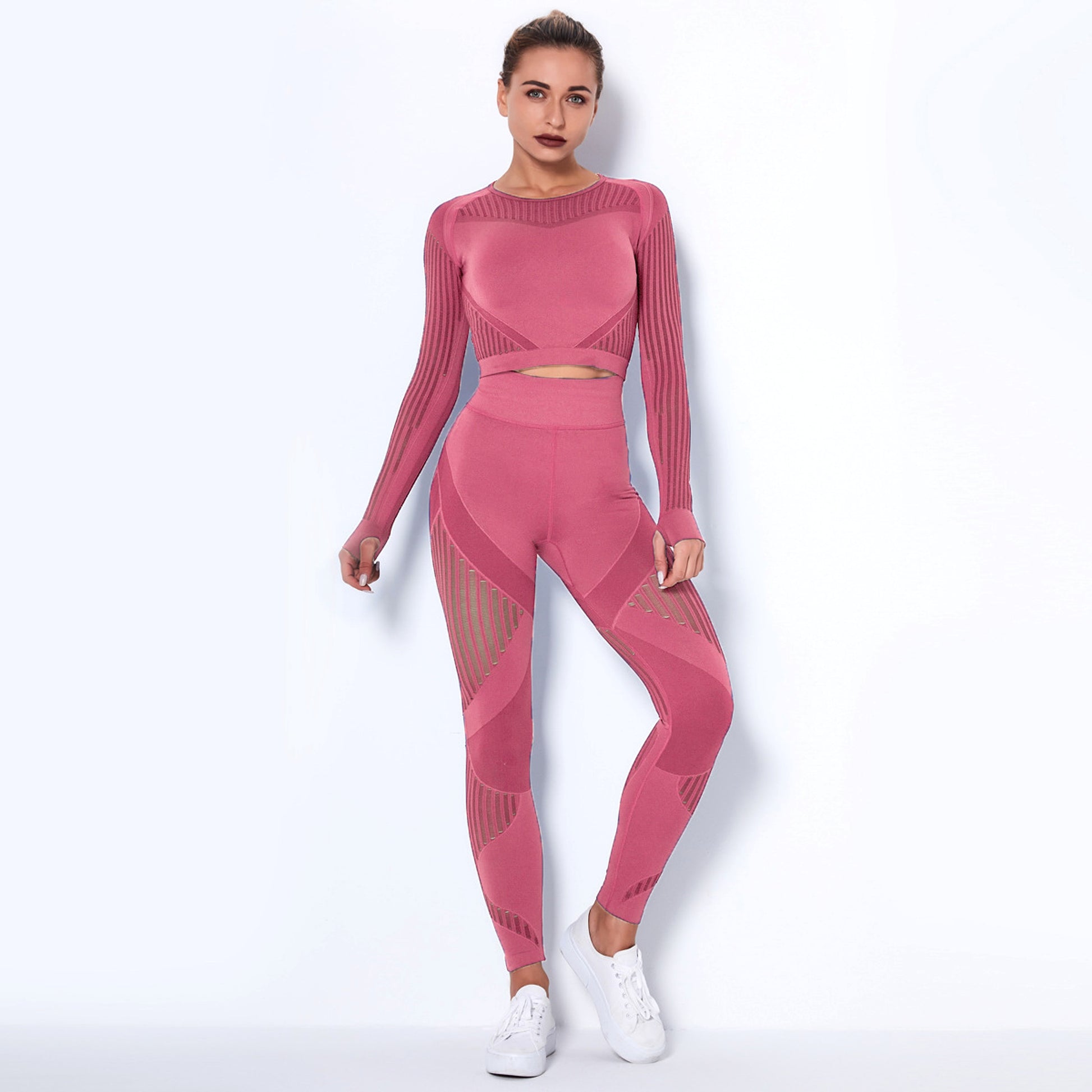 Seamless Knitted Absorbent Yoga Long-Sleeved Suit Yoga Wearsuit - enhanced image 10