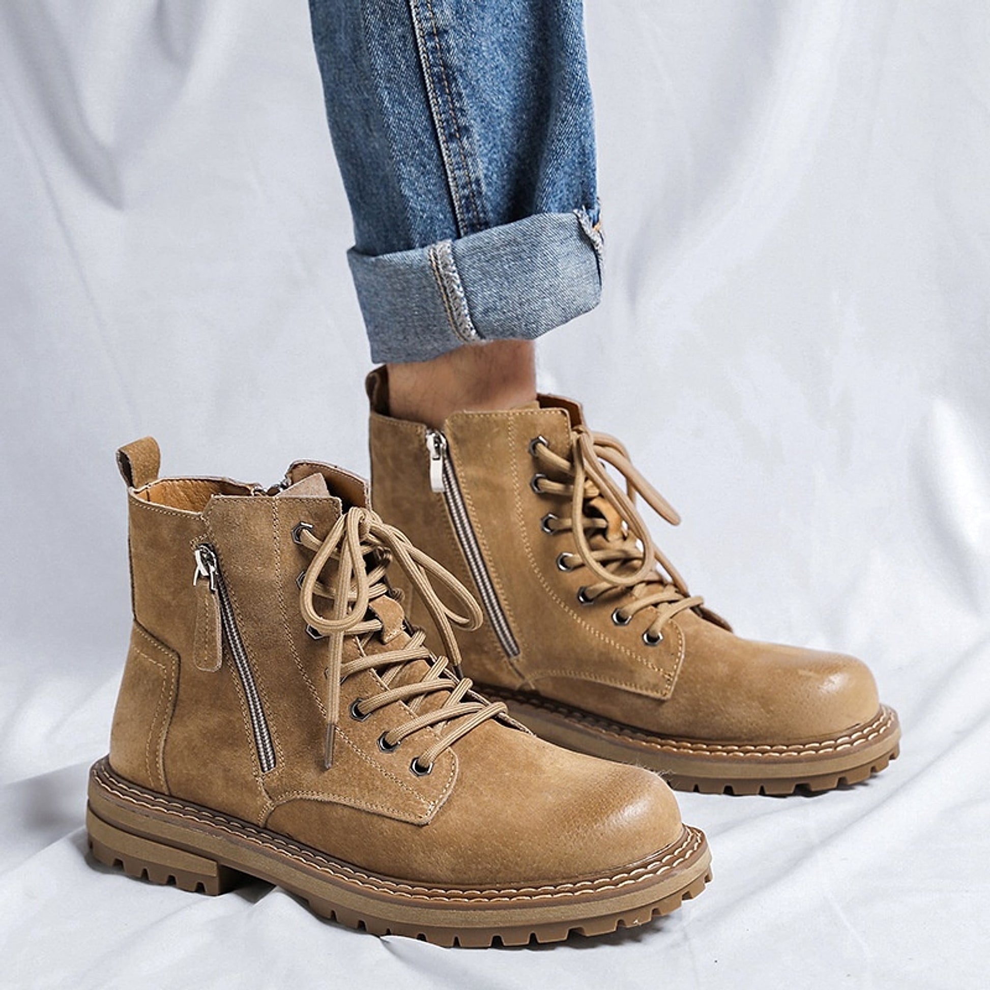 Side Zipper Seven-hole Super Popular Ins High Street Fashionable Handsome Ankle Boots - enhanced image 10