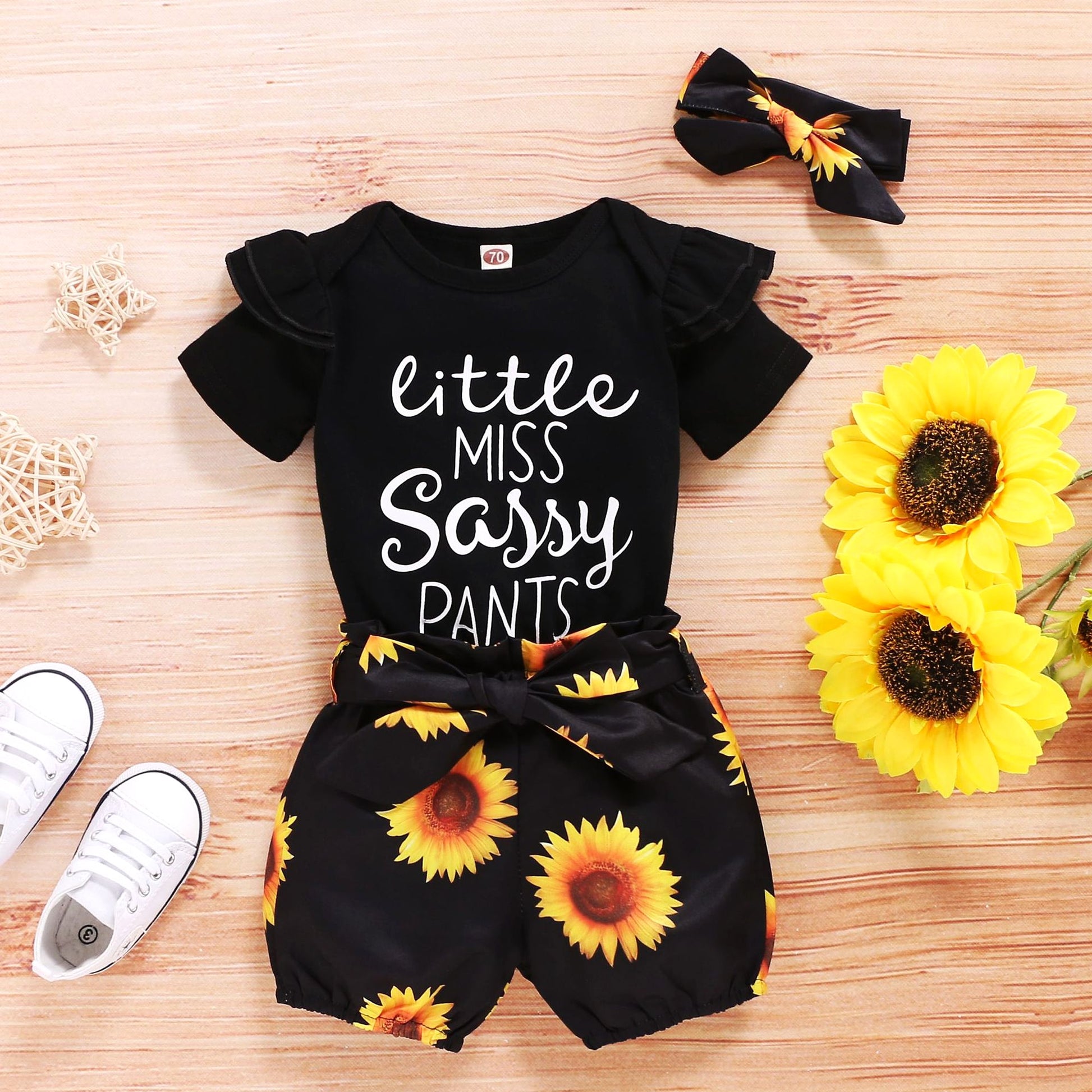 SunnyBloom™ – 3-Piece Baby Girl Sunflower Outfit - enhanced image 10