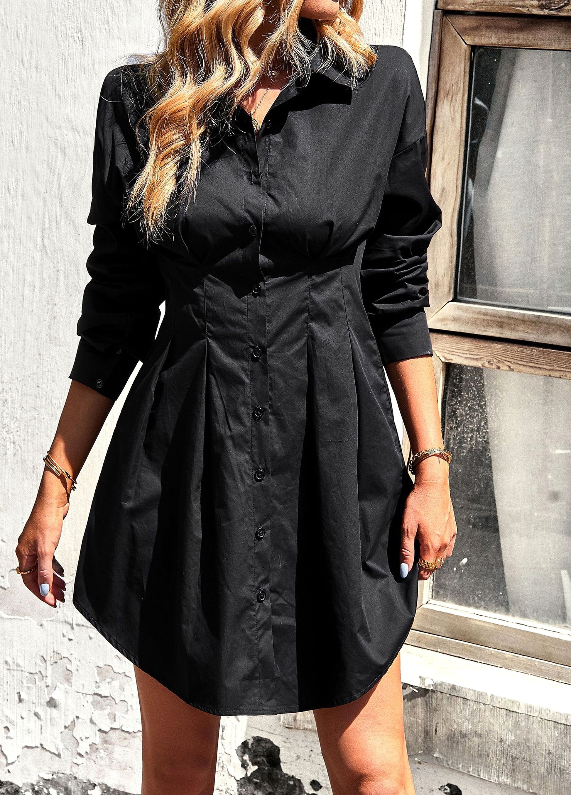 Temperament Commute Solid Color Shirt Dress Women - enhanced image 10