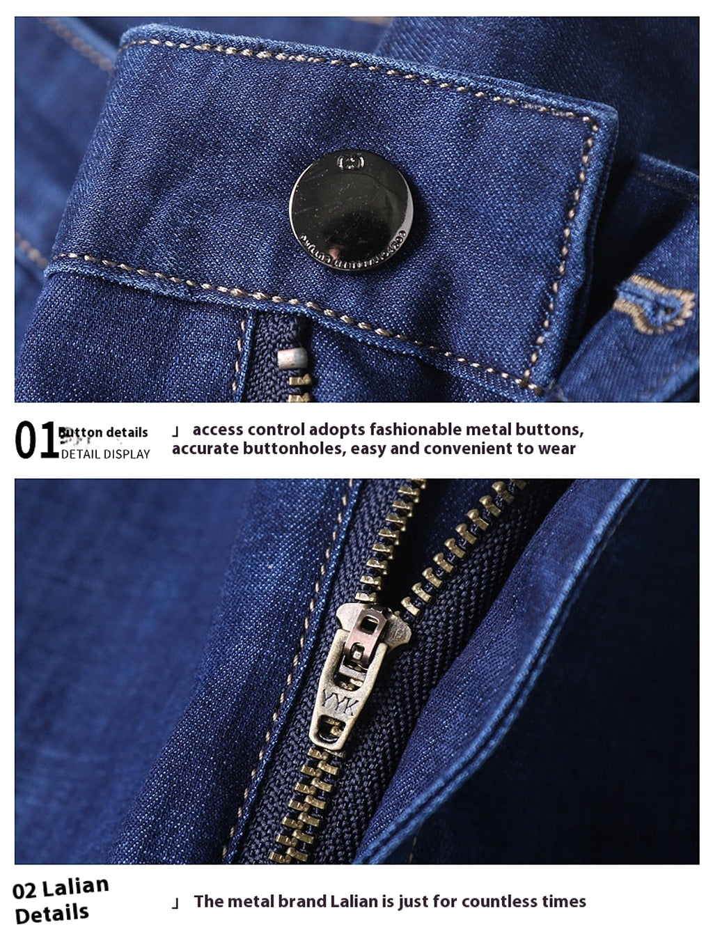 Thin Summer Cotton Elastic Ice Silk Quality Mid-high Waist Jeans - enhanced image 10