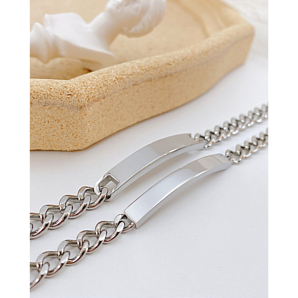 Titanium Steel Curved Plate Rose Gold Plated Men's And Women's Bracelet Bracelet - enhanced image 10