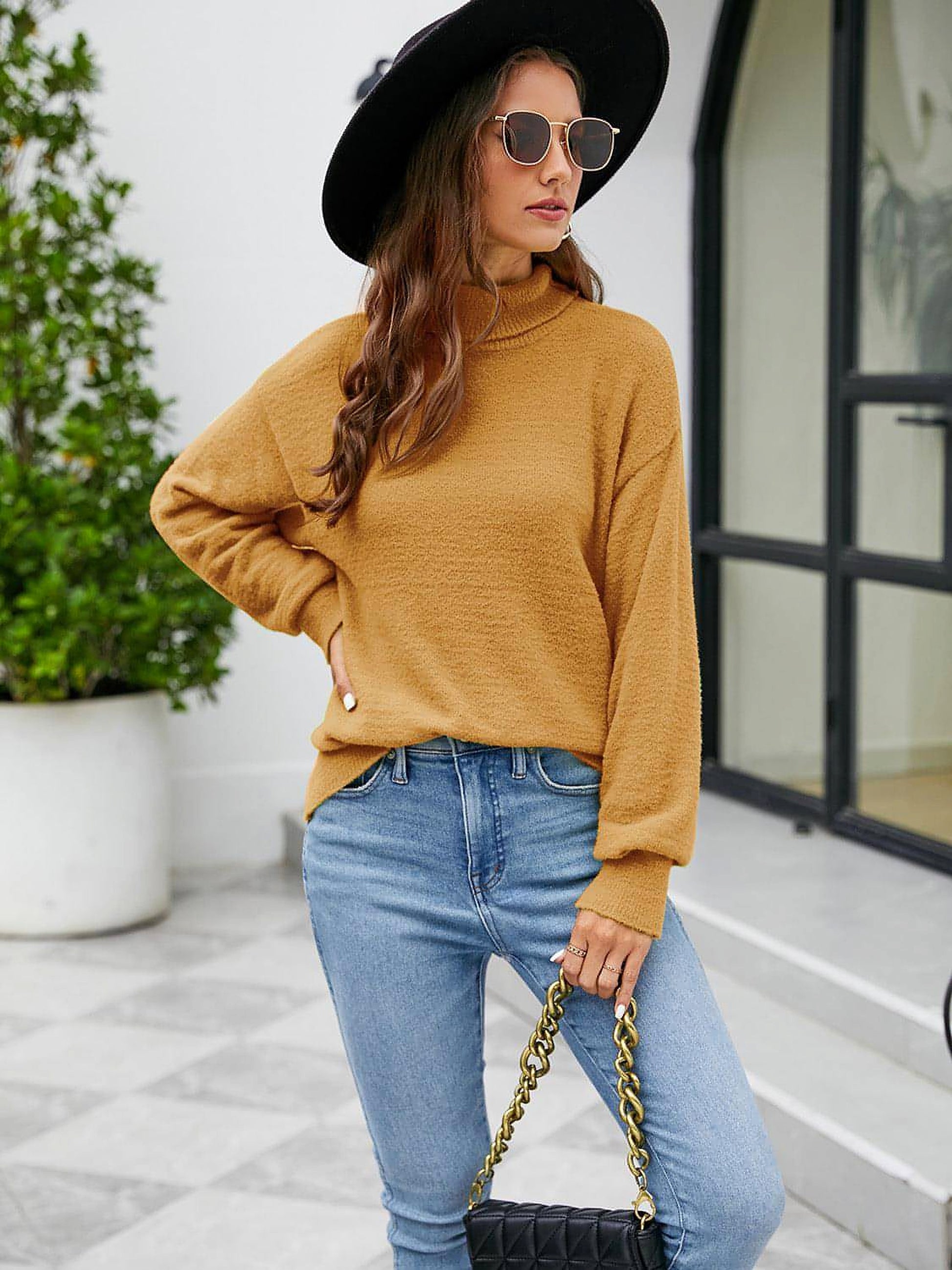Turtleneck Dropped Shoulder Sweater - enhanced image 10