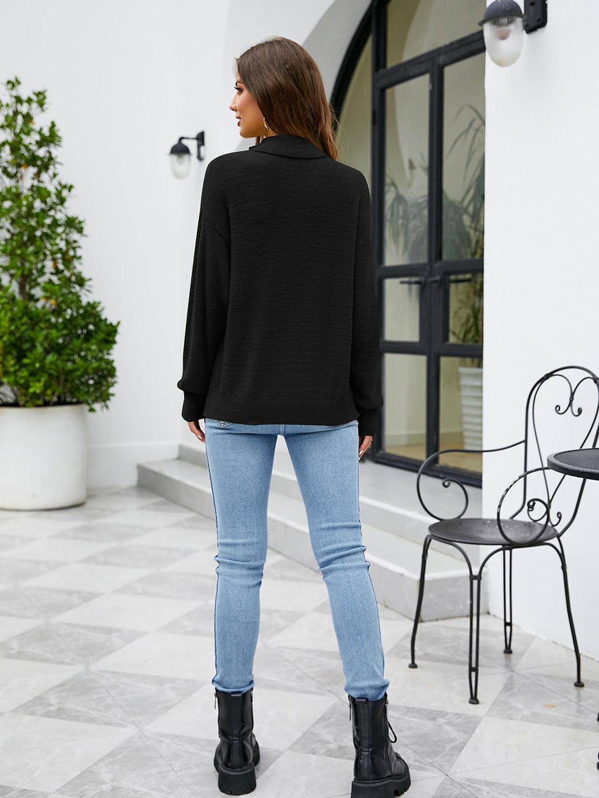 Turtleneck Dropped Shoulder Sweater - enhanced image 10