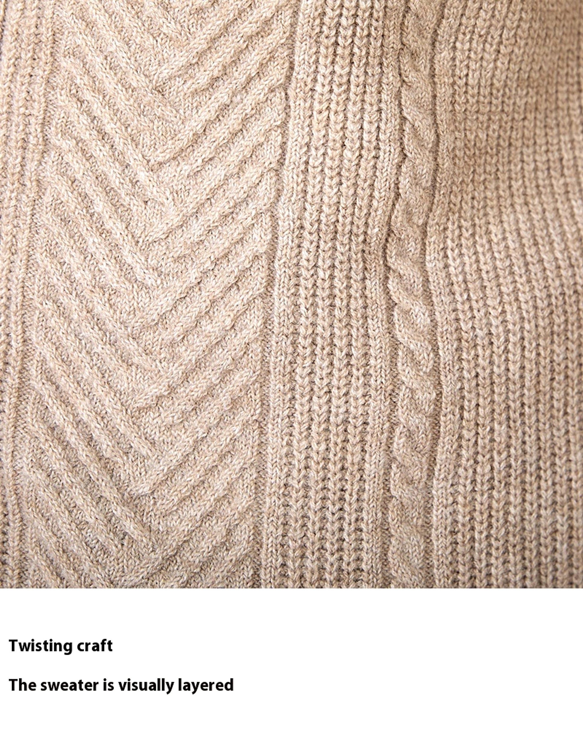 V-neck Solid Color Jacquard Knitted Cardigan Sweater Coat - enhanced image 10