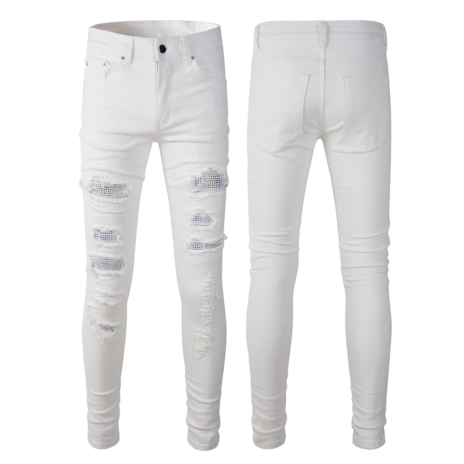 Women's High Street Ripped Stretch Slim Jeans - enhanced image 10