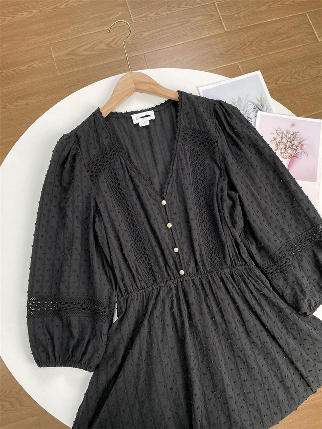 Women's Long Sleeved Jacquard Lace Dress - enhanced image 10