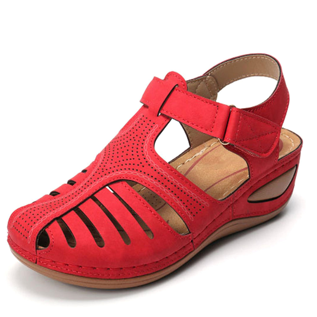 Women's Plus Size Retro Sandals Round Toe Wedge Sandals - enhanced image 10