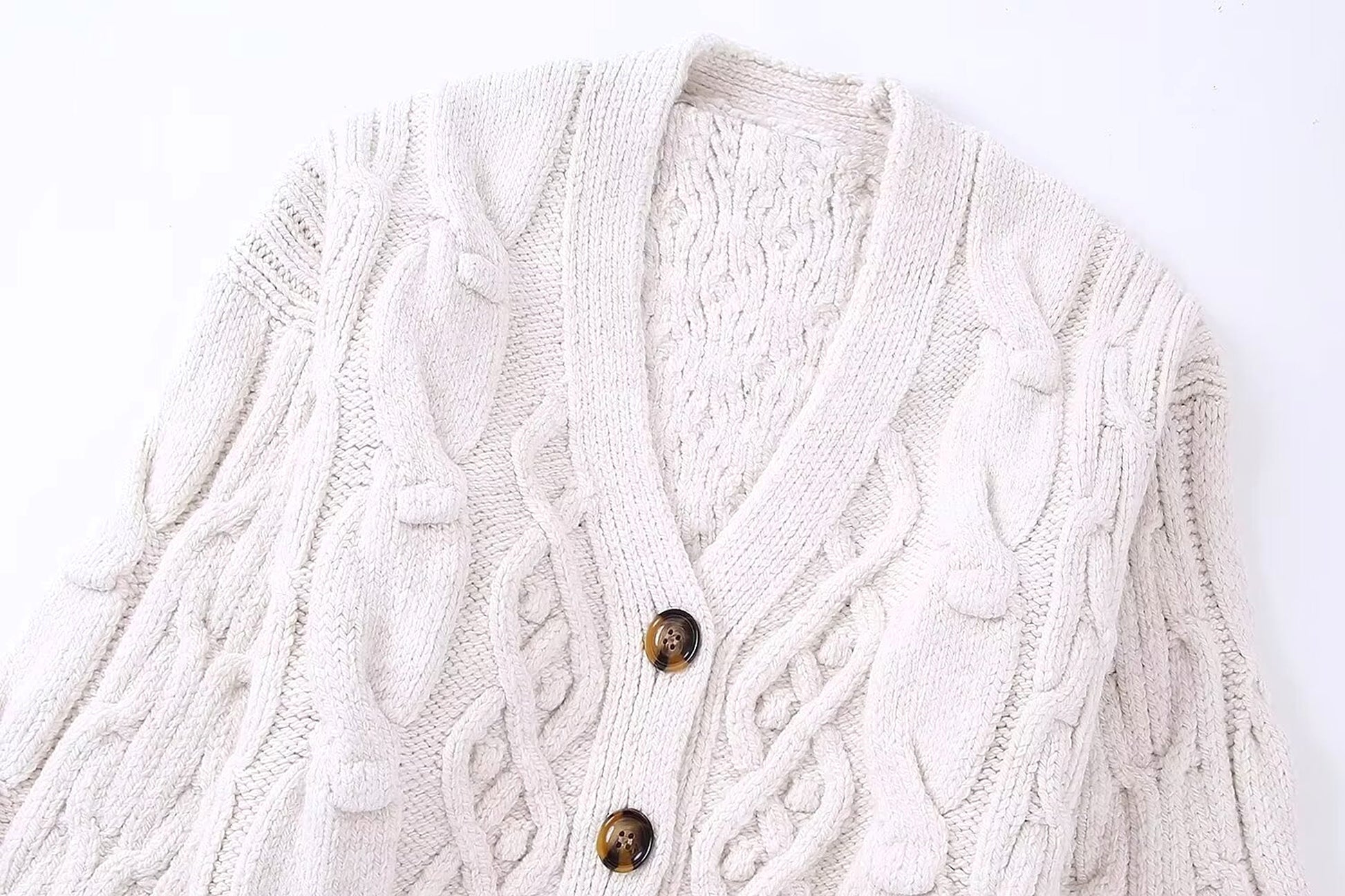 Women's White Knitted Cardigan Sweater Coat - enhanced image 10