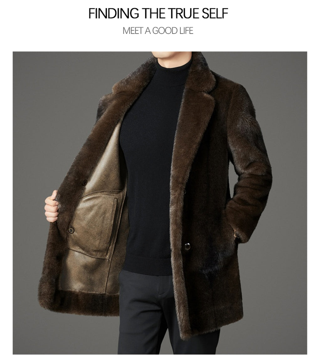 Xuelan Mink Fur Warm Coat On Both Sides Jacket Ment - enhanced image 10