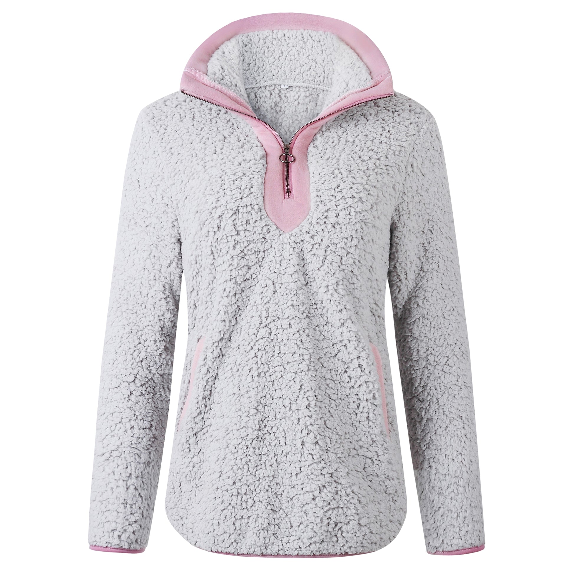 Zipper pocket high neck long sleeve women 's blouse sweater - enhanced image 10