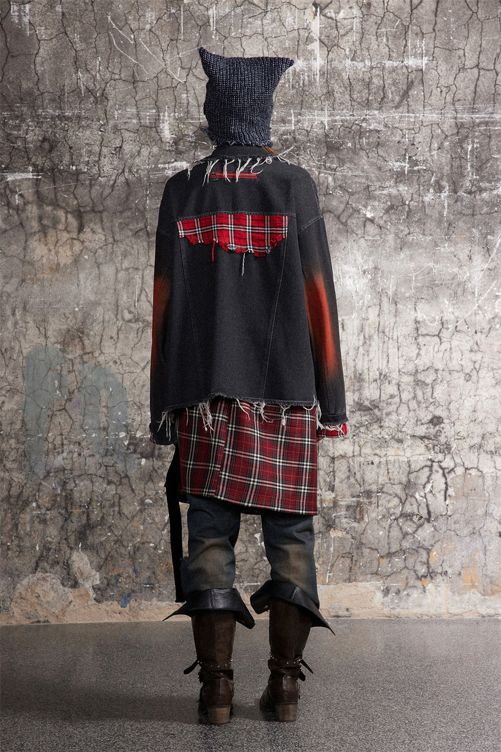 A1. Color Matching Cat Raw-cut Edges Washed And Worn Loose Lapels Coat Fashion - enhanced image 11