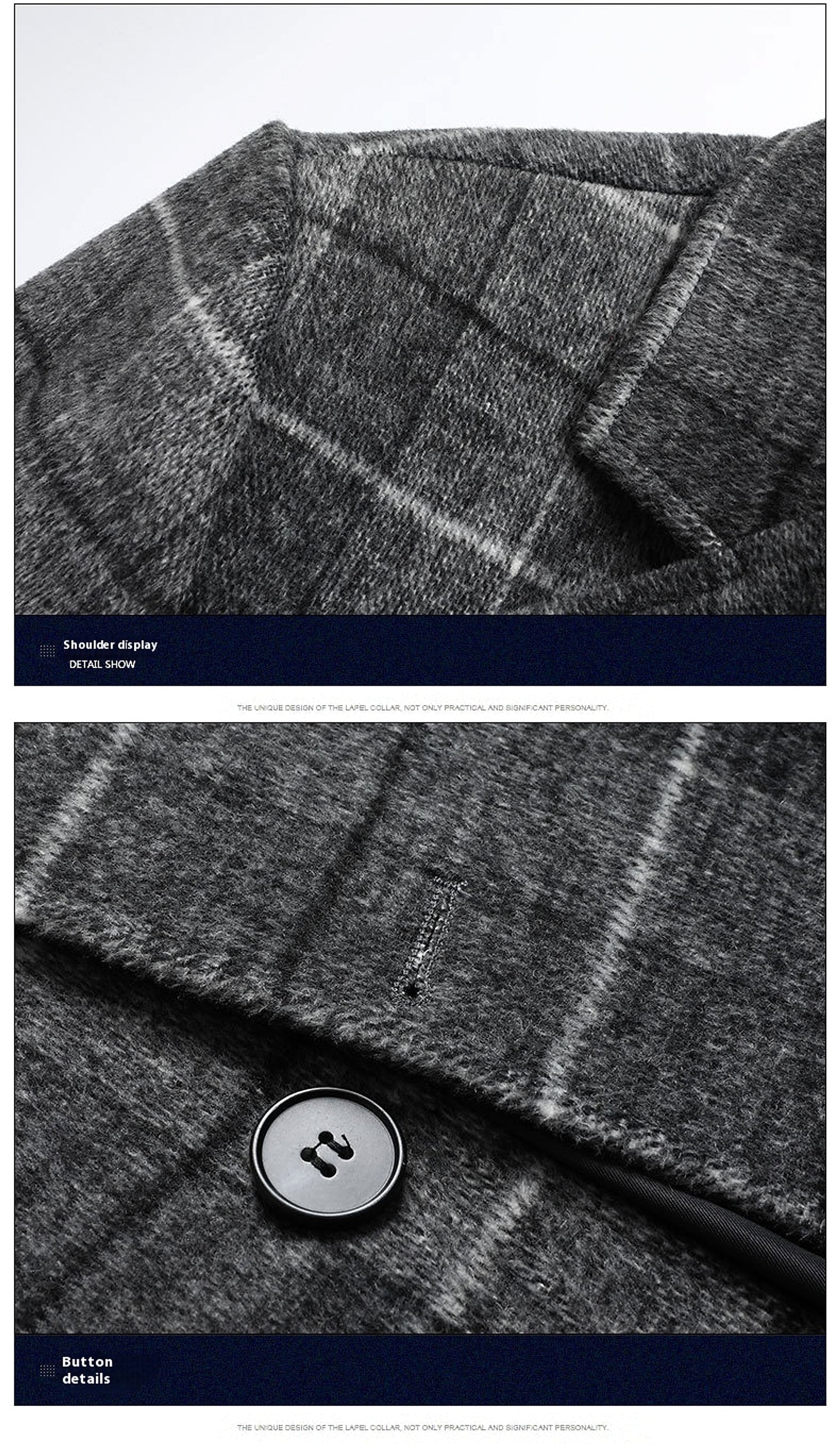 25 Edition – Men’s Wool-Blend Plaid Business Overcoat (Mid-Length) - enhanced image 11