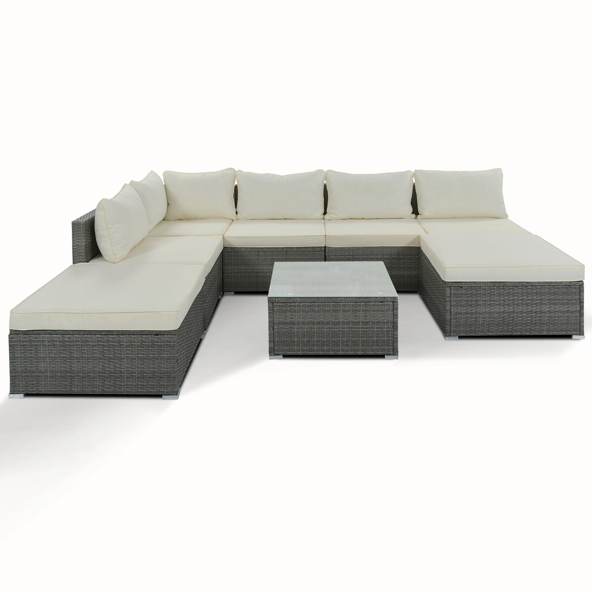 LuneluX_Home – 8-Piece Wicker Patio Conversation Set with Cushions - enhanced image 11