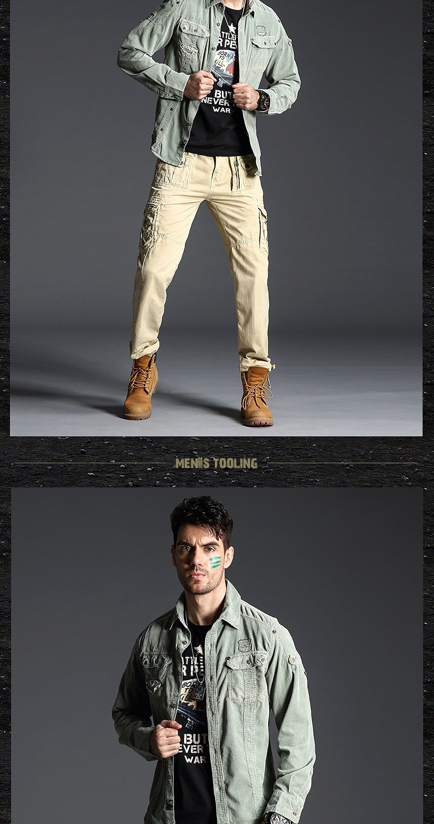 American Plus Size Workwear Outdoor Sports Cotton Long Sleeve DressShirt Men - enhanced image 11