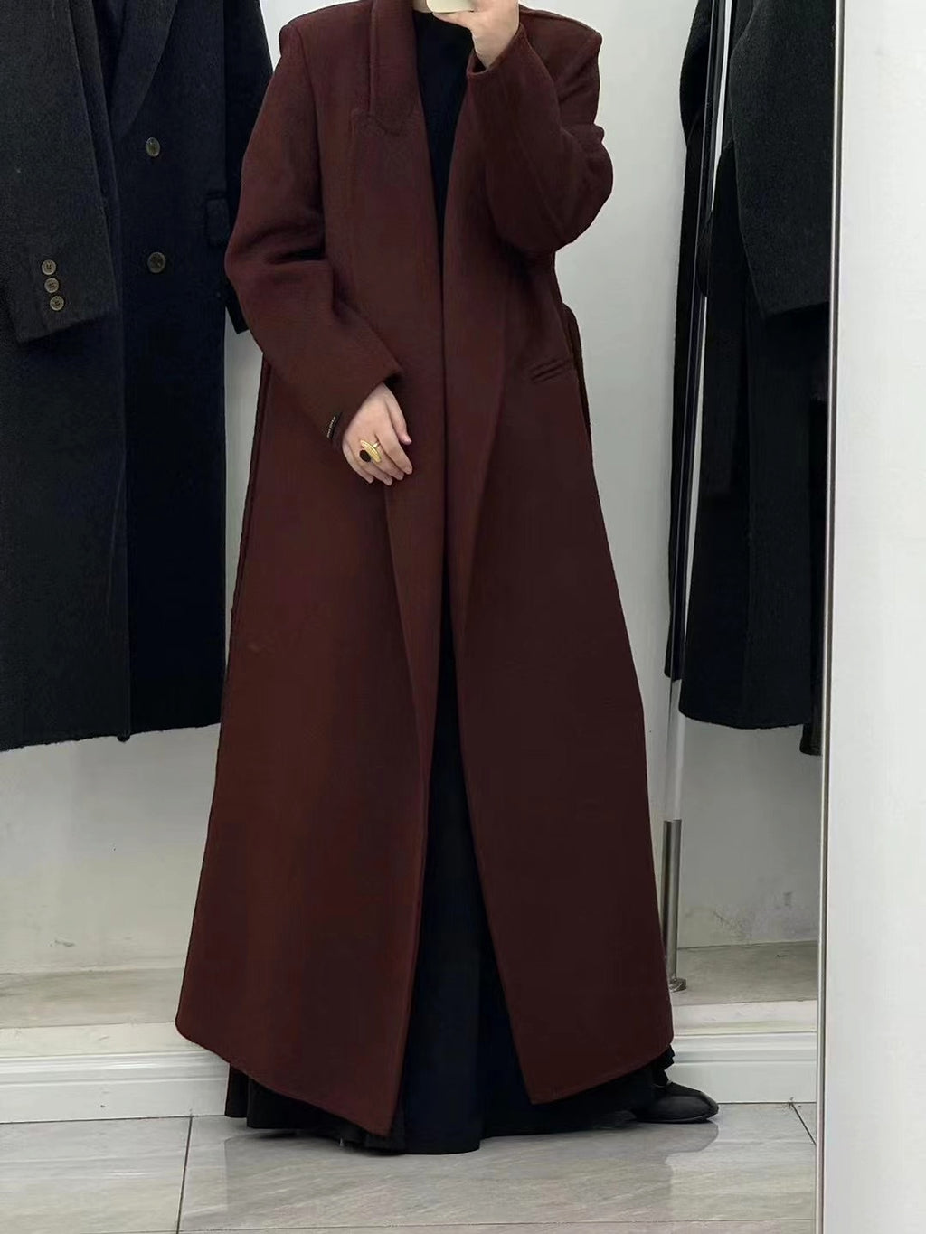 Angora Red Women's Loose Double-Sided Wool Overcoat – Elegant & Cozy - enhanced image 11