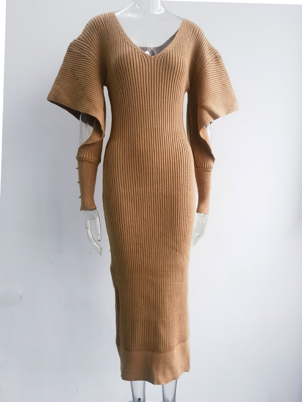 Autumn And Winter Urban Wind Casual Dolman Sleeve Wool Dress - enhanced image 11