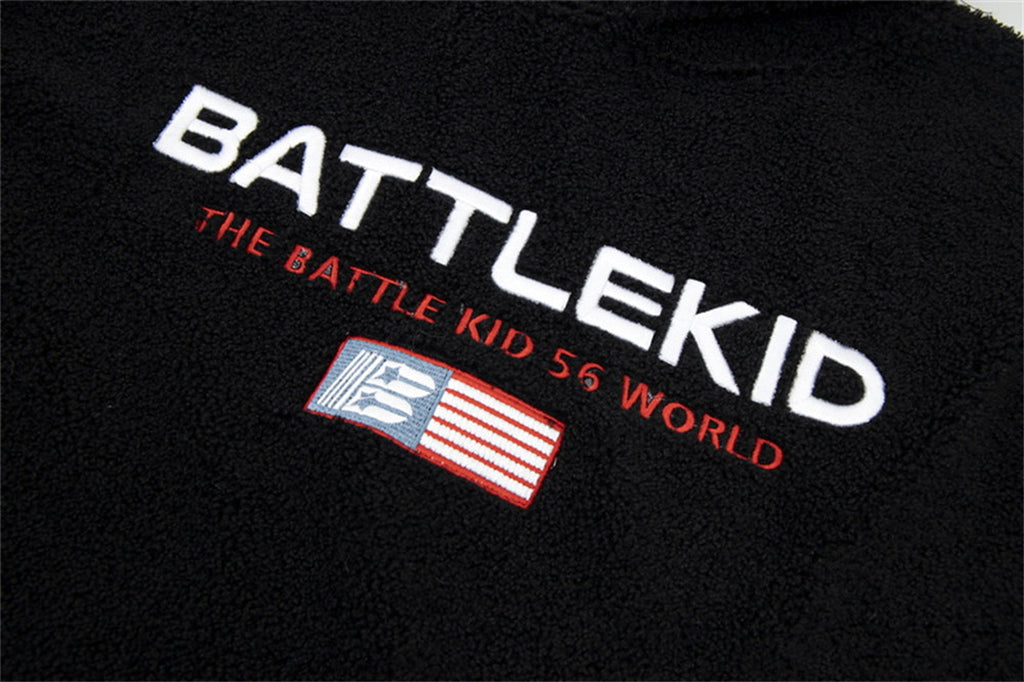 BATTLEKID - Lamb Wool Alphabet Embroidery Hooded Sweater Men - enhanced image 11