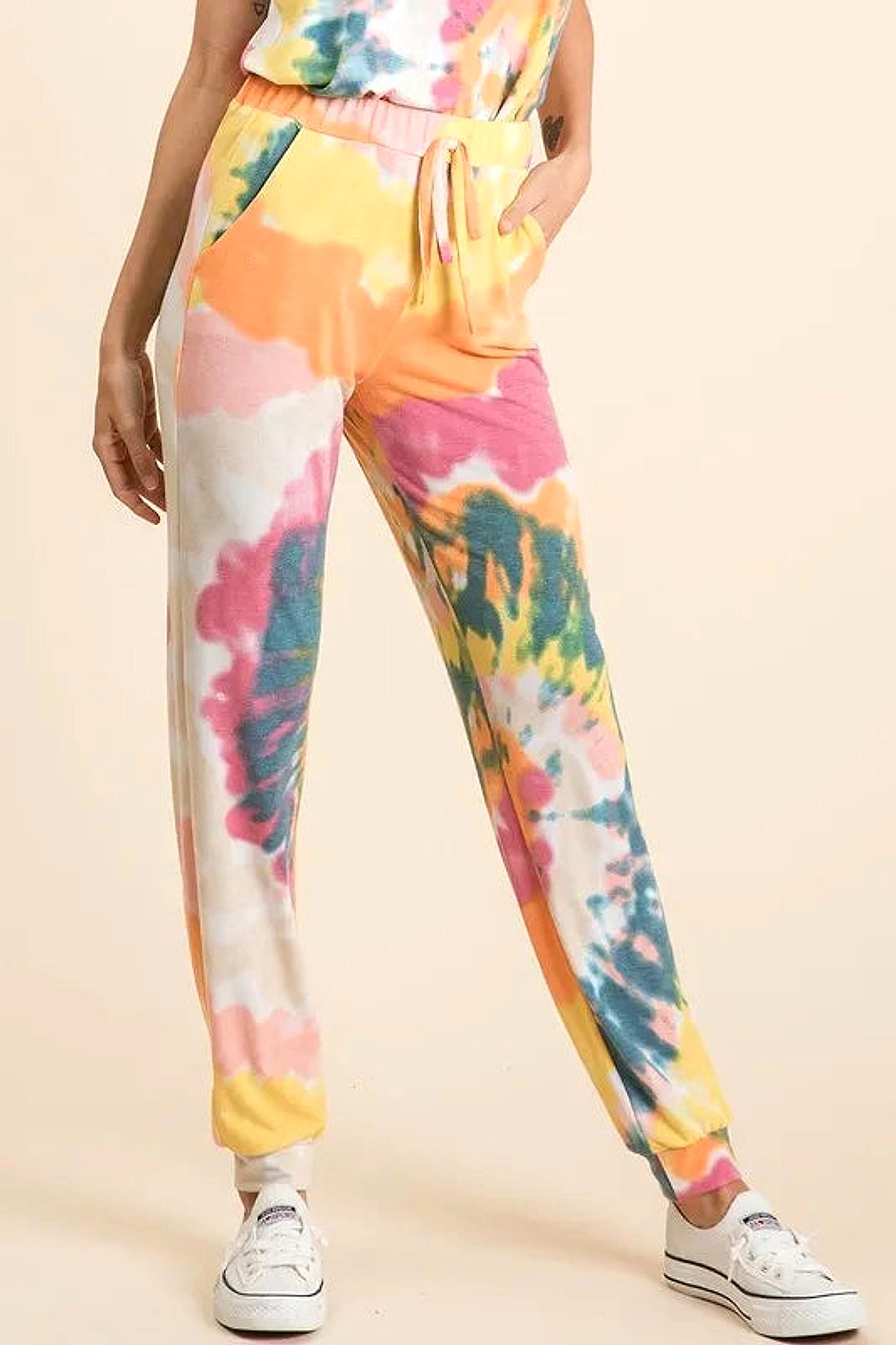 BiBi Tie Dye French Terry Casual Pants - enhanced image 11