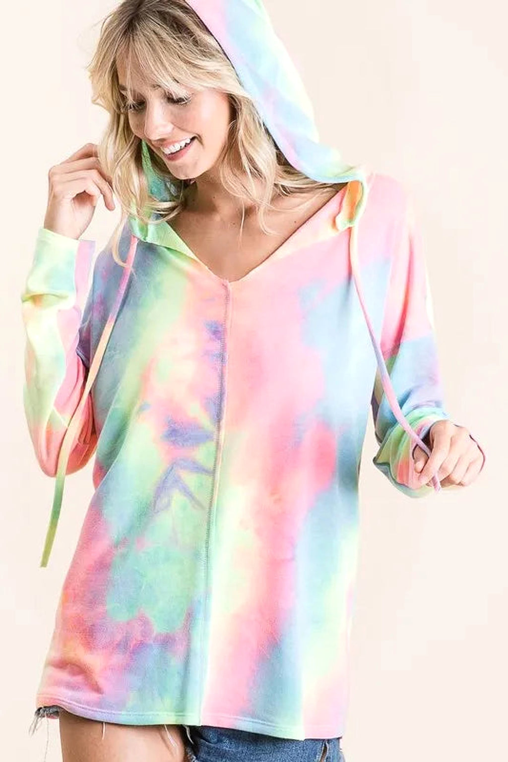 BiBi Tie Dye Terry Long Sleeve Hoodie - enhanced image 11