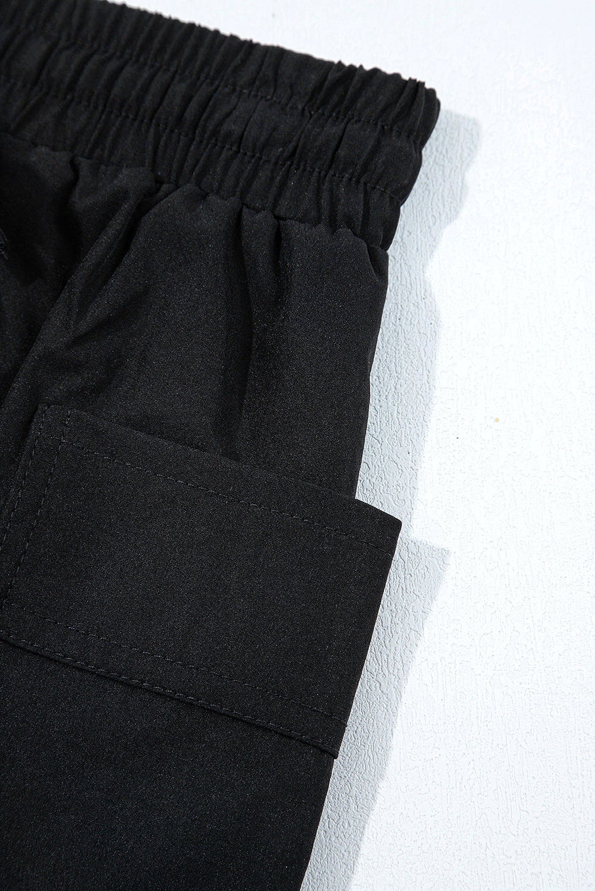 Black Cargo Pocket Elastic Waist Active Casual Skort - enhanced image 11