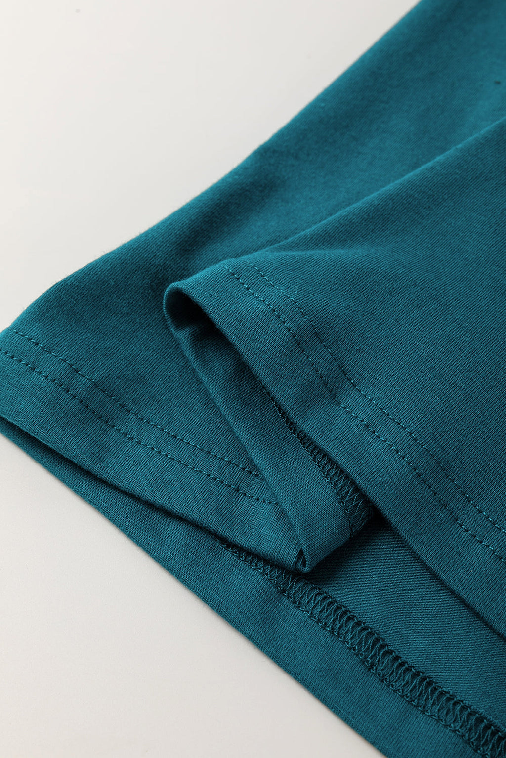 Blue Sapphire Solid Color Stitching Detail Round Neck Tank Top - enhanced image 11