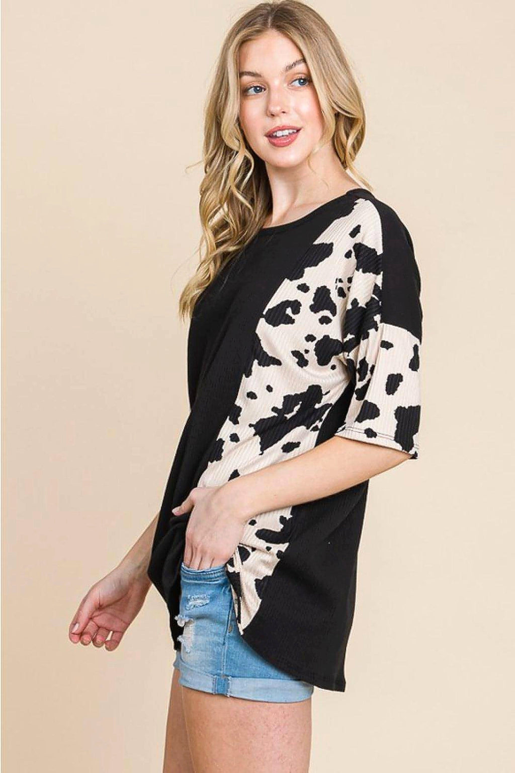 BOMBOM Rodeo Love Ribbed Animal Contrast Tee - enhanced image 11