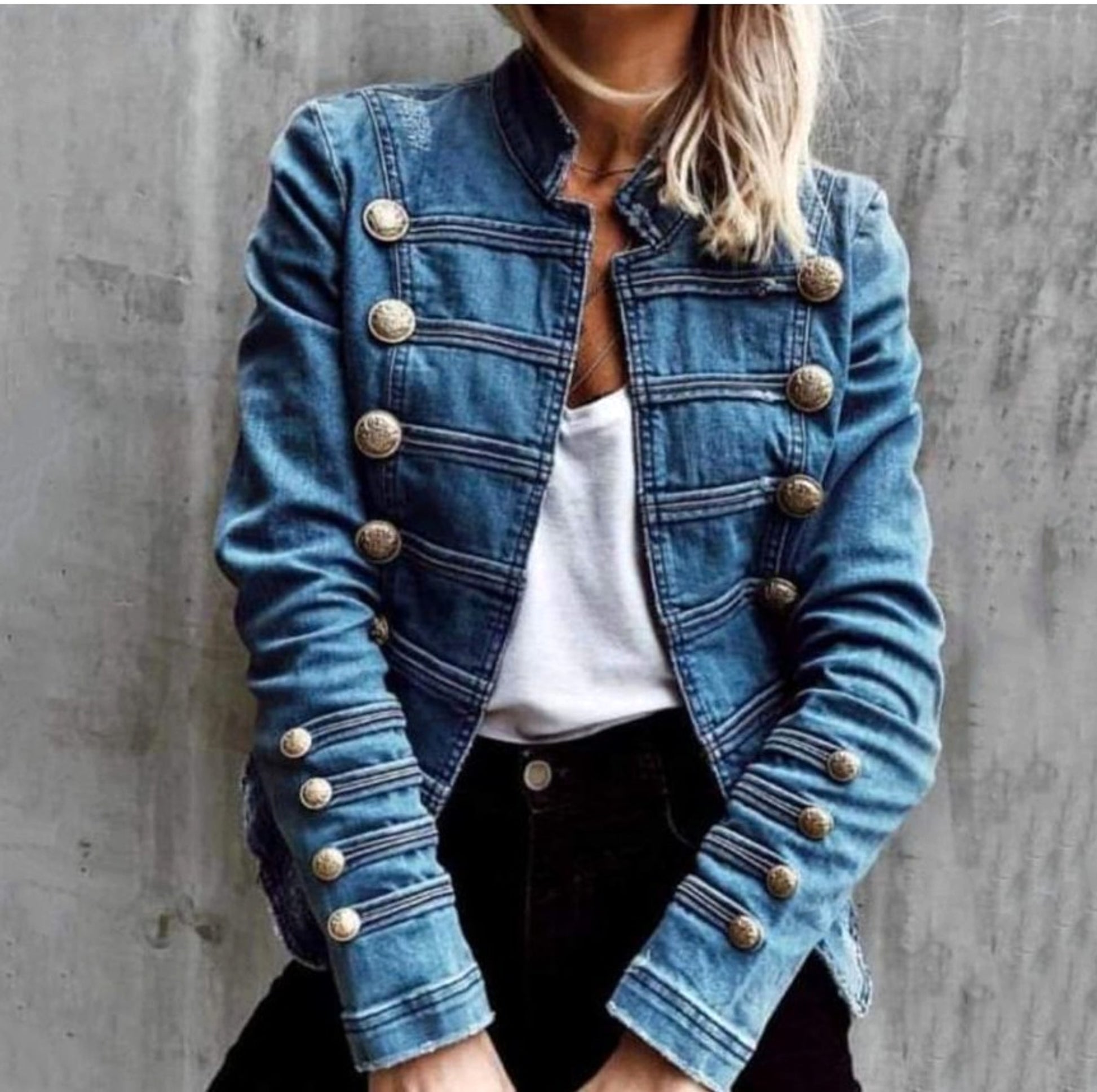 Clinch Disc With Double-breasted Stitching Button Slim Short Jacket - enhanced image 11