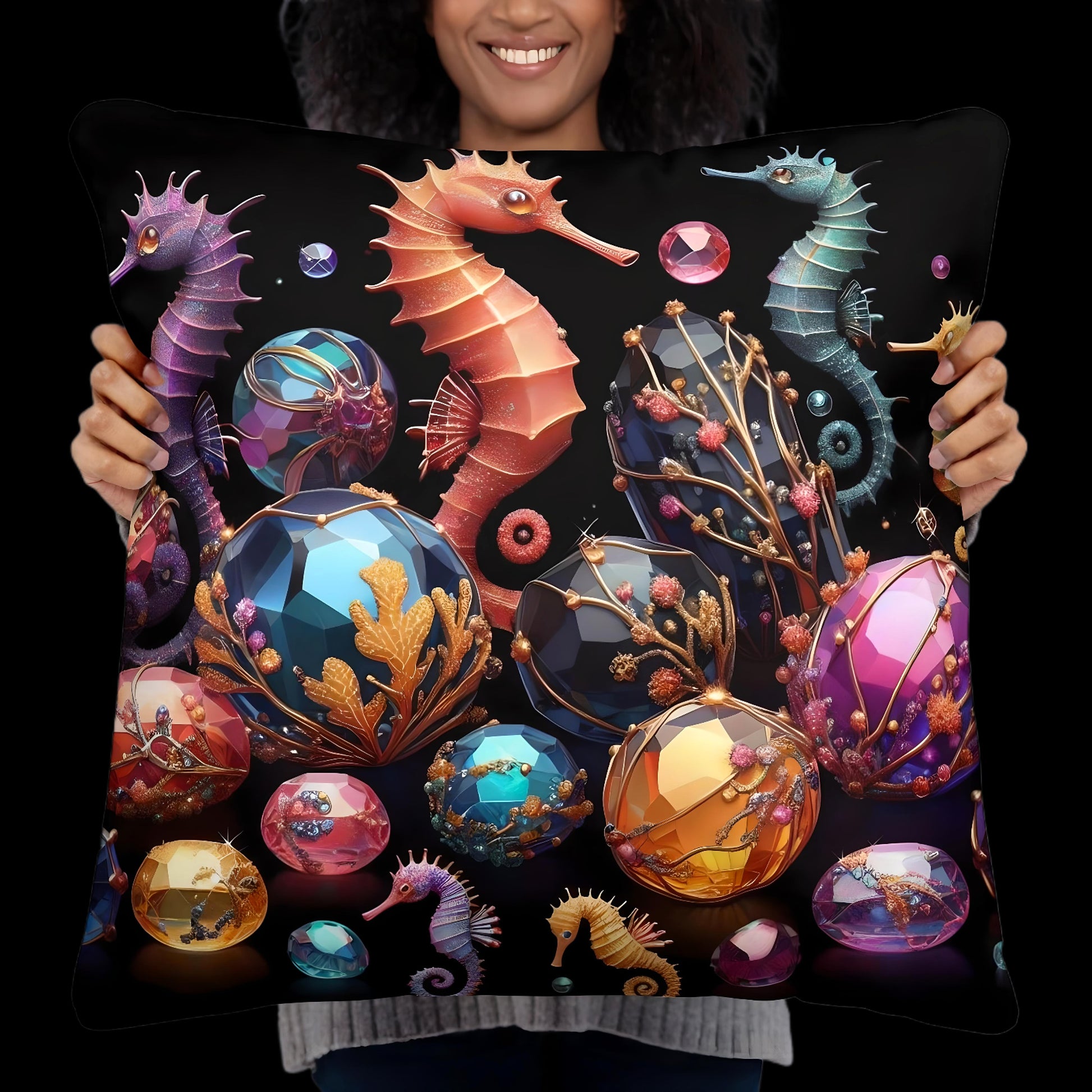 Seahorse Pillow Cushion Ocean Decor | US/EU Warehouse | Nautical Cushion 22 x 22 - enhanced image 11