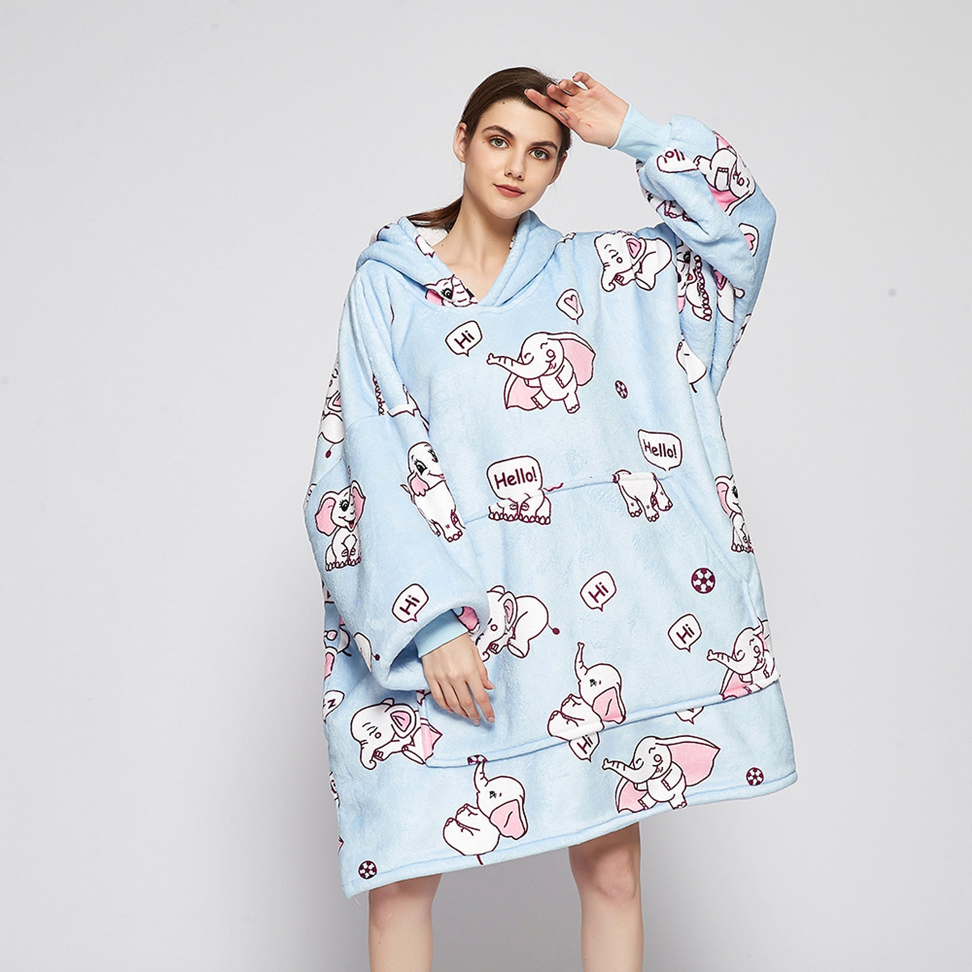 Double Layer Lazy Blanket Pullover Flannel Hooded Double Layer Sweater Women - enhanced image 11