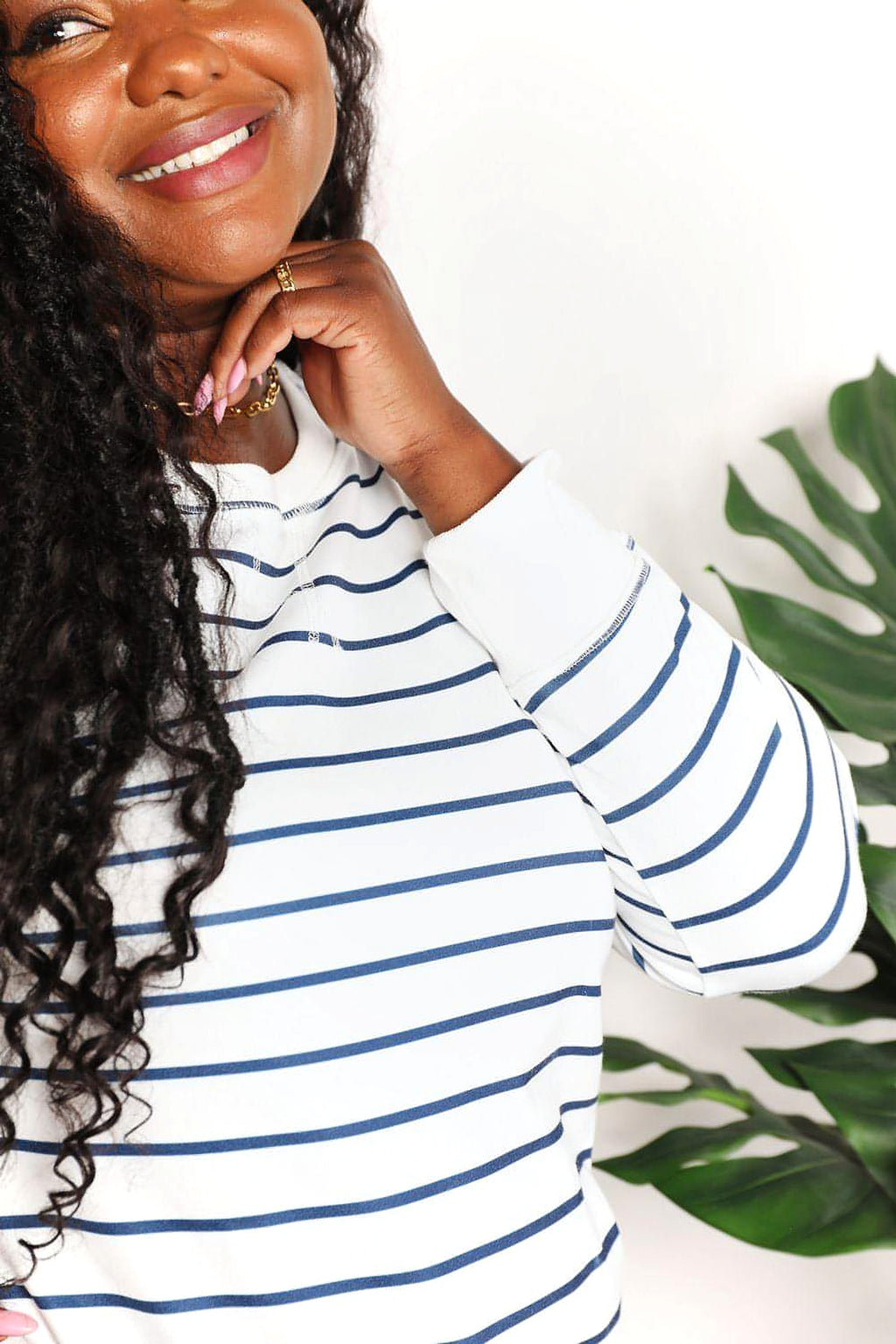 Double Take Striped Long Sleeve Round Neck Top - enhanced image 11