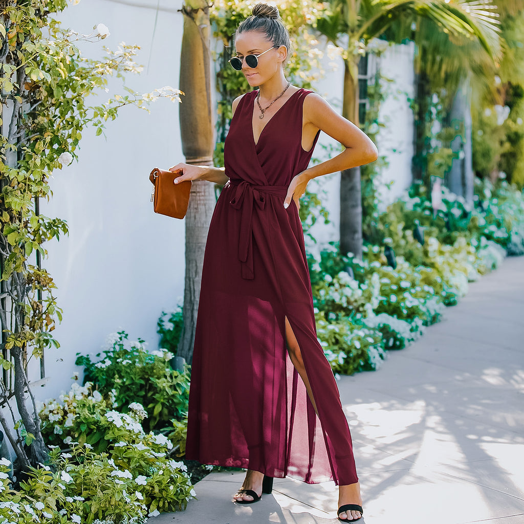 European And American V Neck Dress Women's Long Skirt - enhanced image 11