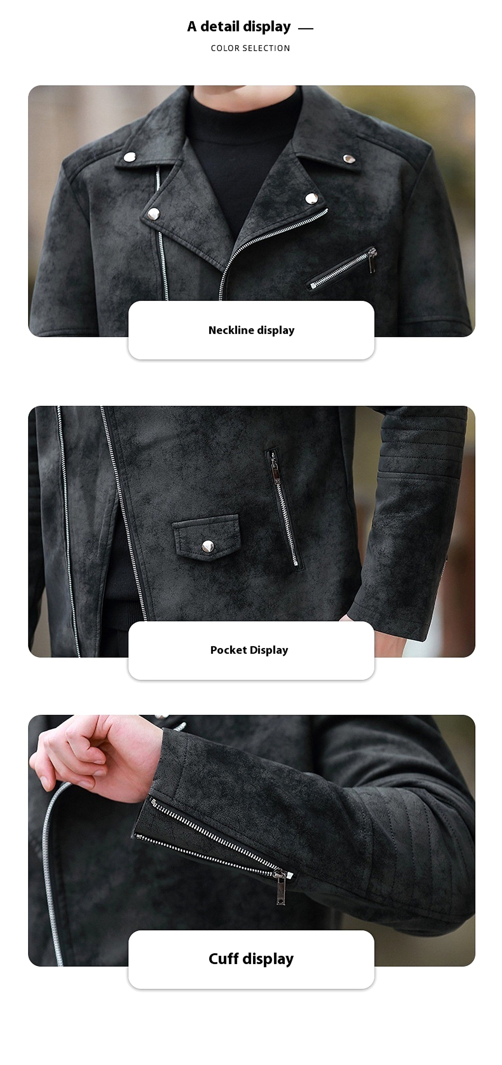 Fashion Velvet Padded Leather Coat Men's Suit Collar Jacket - enhanced image 11