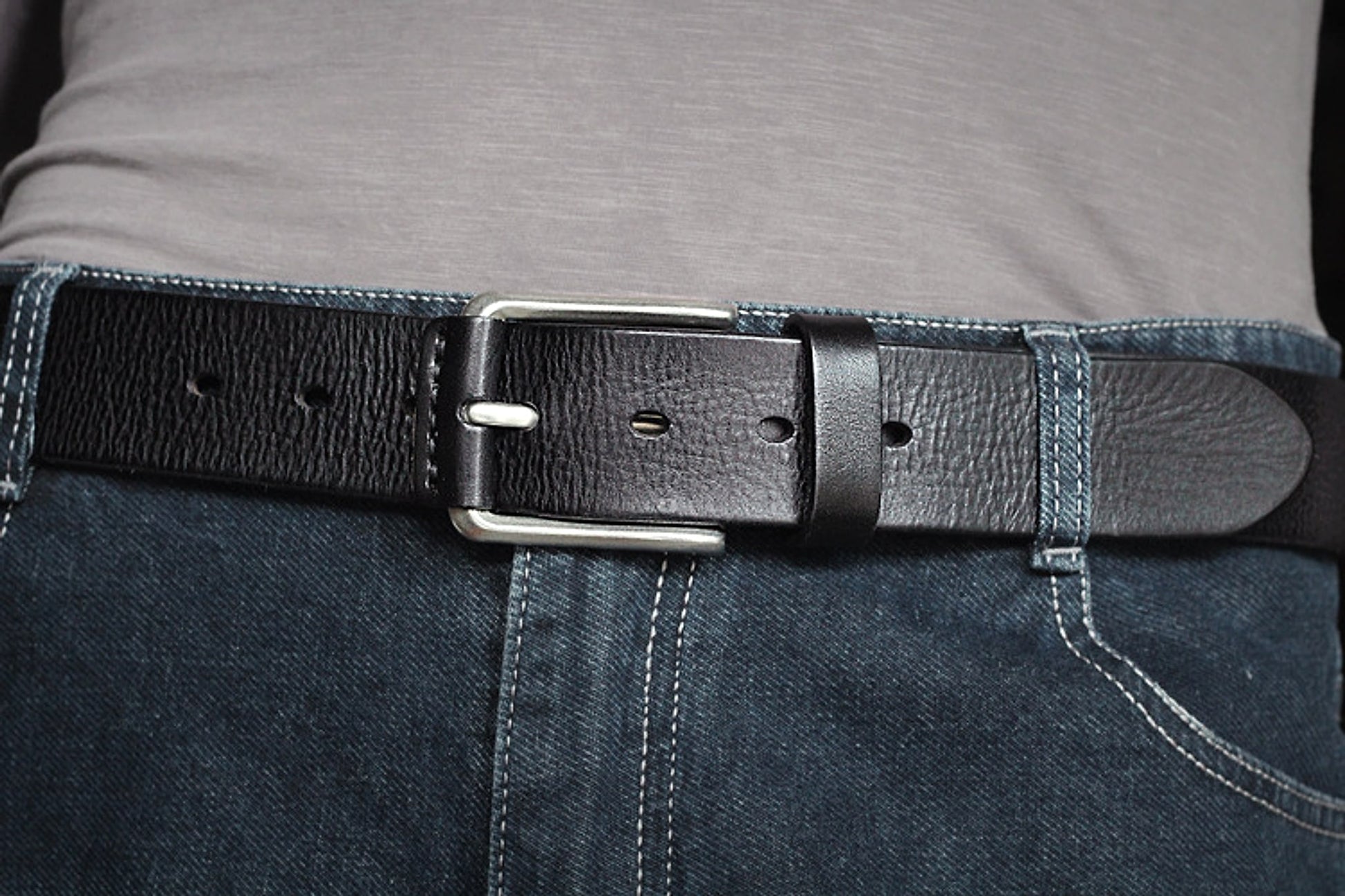 First Layer Cowhide Handmade Belt Men's Pin Buckle Belt - enhanced image 11