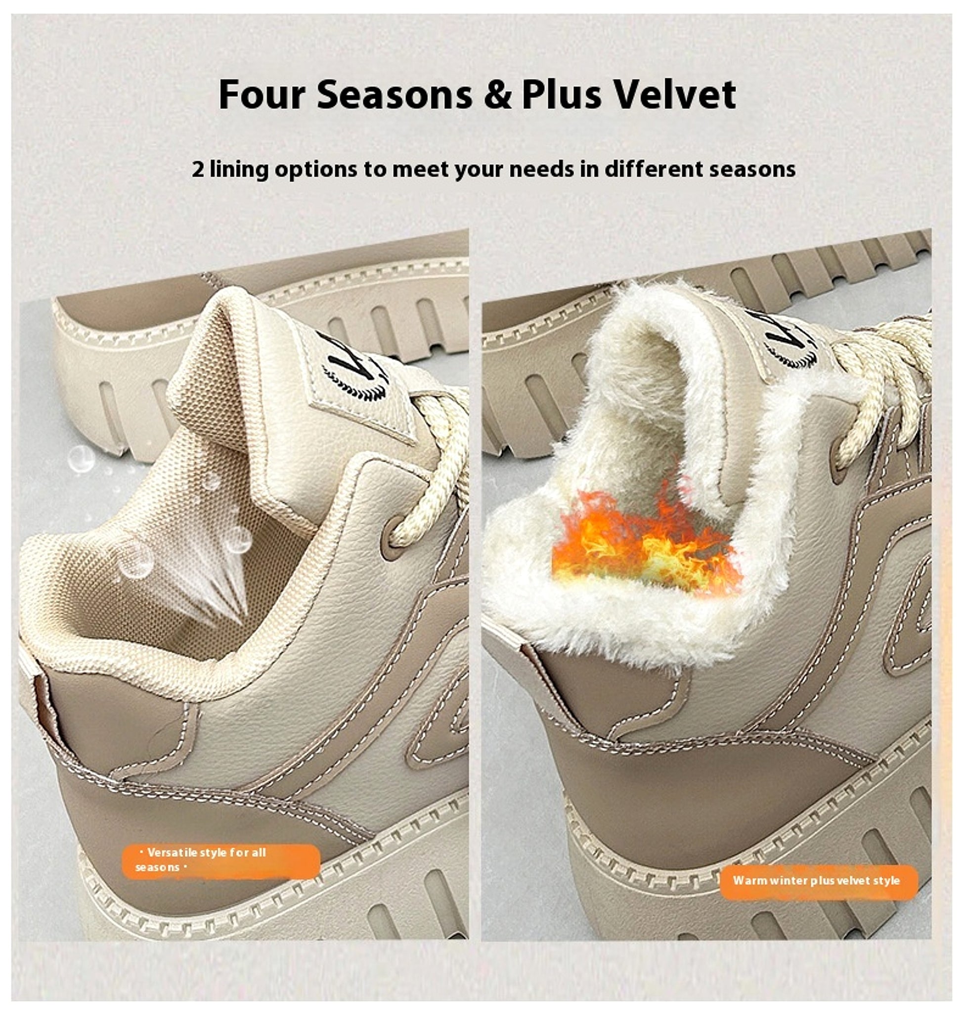 Fleece-lined Warm White Shoes For Women High-top Board Shoe - enhanced image 11