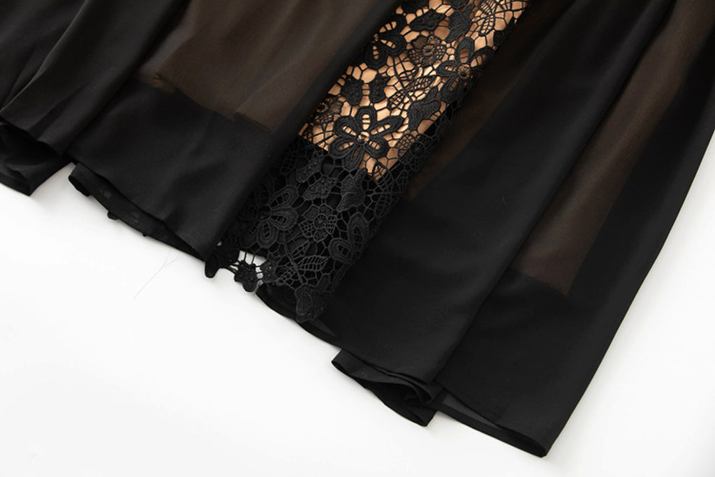 French Temperament Gentle Mesh Spliced Lace Slim Fit Dress - enhanced image 11