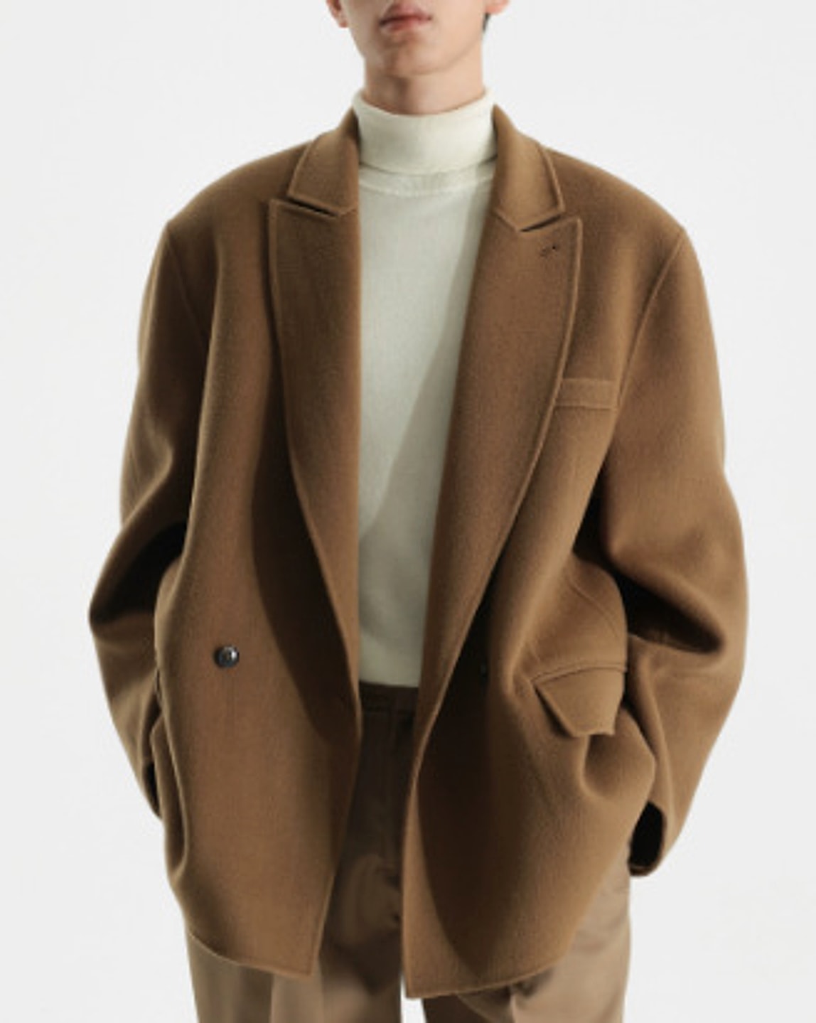 Gun Collar Double-faced Woolen Goods Woolen Suit Wool Coat For Men - enhanced image 11